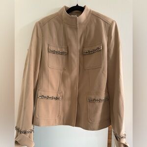 Allen B. By Allen Schwartz Tan Utility blazer with Tweed Details